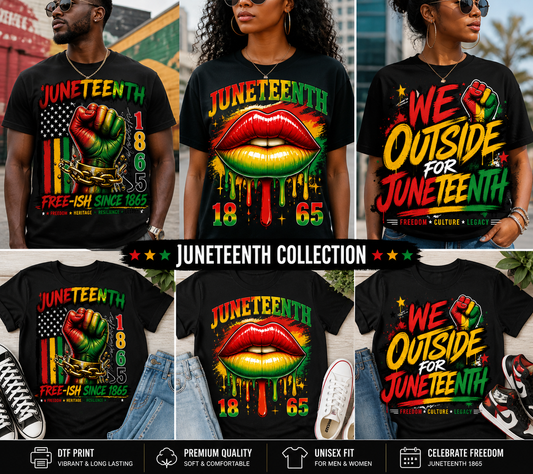 Juneteenth Shirt Collection | Free-Ish Since 1865 | We Outside | Cultural Graphic Tee