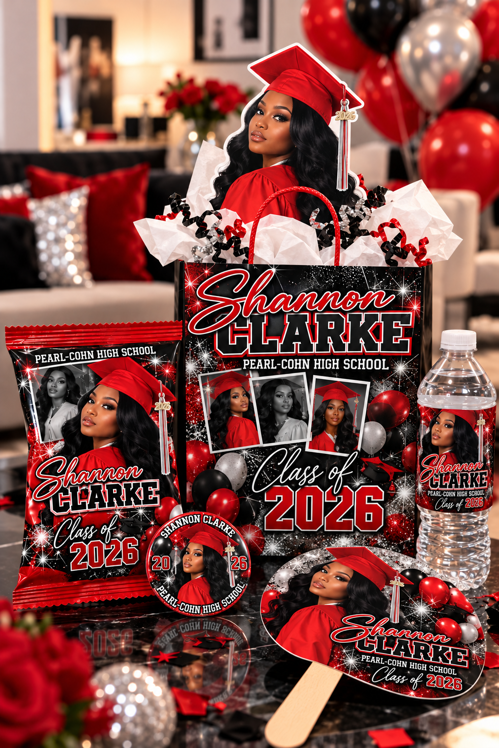 Personalized Graduation Thank You Gift Bags | Complete 5-Piece Party Favor Sets